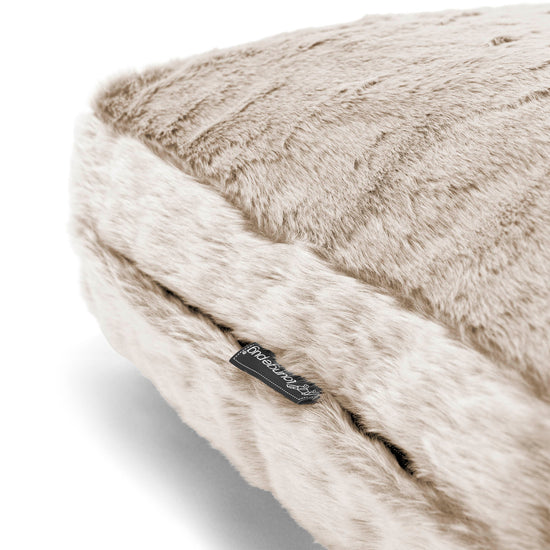 Large Floor Cushion - Faux Rabbit Fur Golden Brown 02