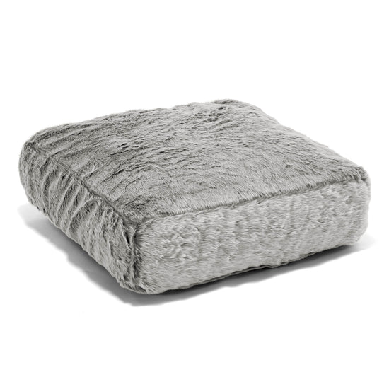 Large Floor Cushion - Faux Rabbit Fur Light Grey 01