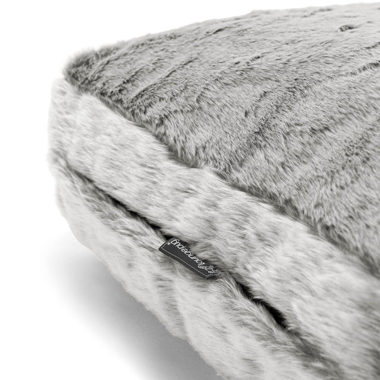 Large Floor Cushion - Faux Rabbit Fur Light Grey 02
