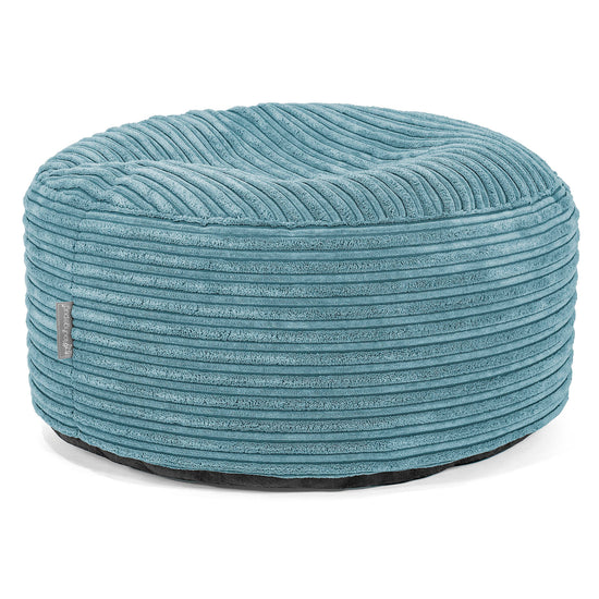 Large Round Footstool - Cord Aegean Blue 01