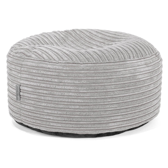 Large Round Footstool - Cord Aluminium Silver 01
