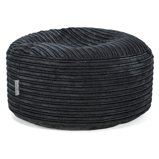 Large Round Footstool - Cord Black 01
