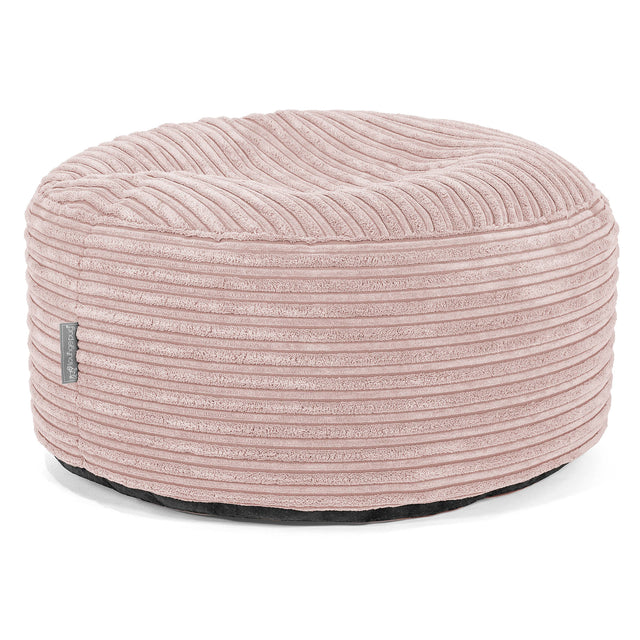 Large Round Footstool - Cord Blush Pink 01