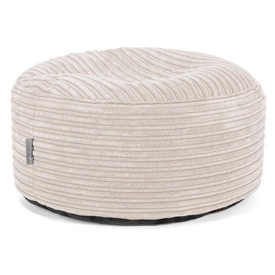 Large Round Footstool - Cord Ivory 01