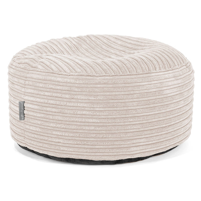 Large Round Footstool - Cord Ivory 01
