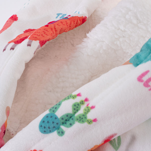 Oversized Zip Up Hoodie Blanket Sweatshirt for Men or Women - Minky Llama Fabric Close-up Image