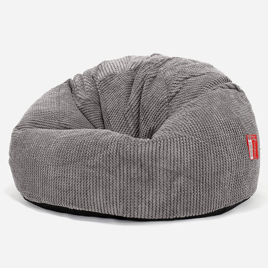 CloudSac Kids' Memory Foam Giant Children's Bean Bag 2-12 yr - Pom Pom Charcoal Grey 01