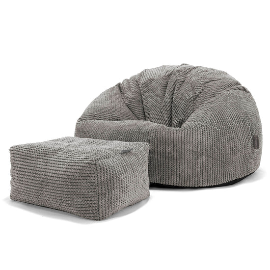 Classic Bean Bag Chair - Pom Pom Charcoal Grey 02