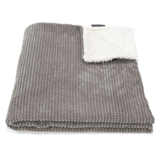 Sherpa Throw / Blanket - Pom Pom Charcoal Grey 01