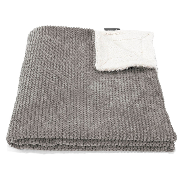 Sherpa Throw / Blanket - Pom Pom Charcoal Grey 01