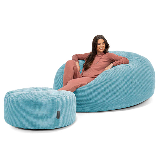 Mega Mammoth Bean Bag Sofa - Pom Pom Aegean Blue 02