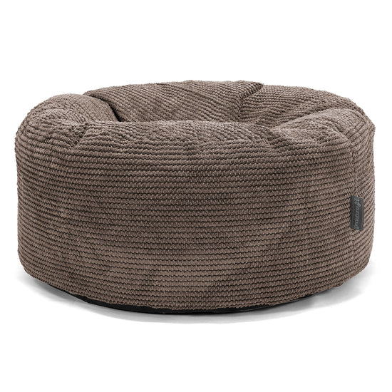 Large Round Pouffe - Pom Pom Chocolate Brown 01