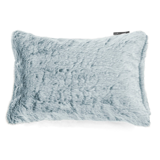 Rectangular Scatter Cushion 35 x 50cm - Faux Rabbit Fur Dusty Blue 01