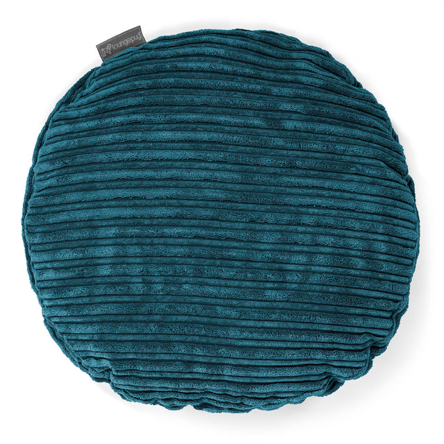 Round Scatter Cushion 50cm - Cord Teal Blue 01