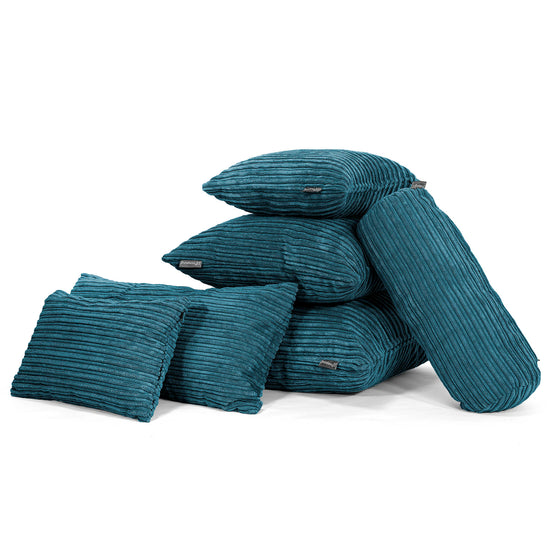 Round Scatter Cushion 50cm - Cord Teal Blue 03