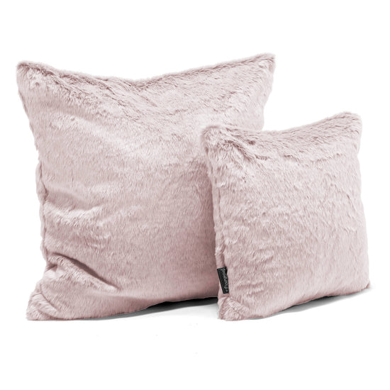 Scatter Cushion 47 x 47cm - Faux Rabbit Fur Dusty Pink 02