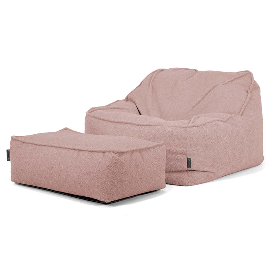 Sloucher Bean Bag Chair - Boucle Pink 02