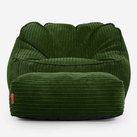 Sloucher Bean Bag Chair - Cord Forest Green 02