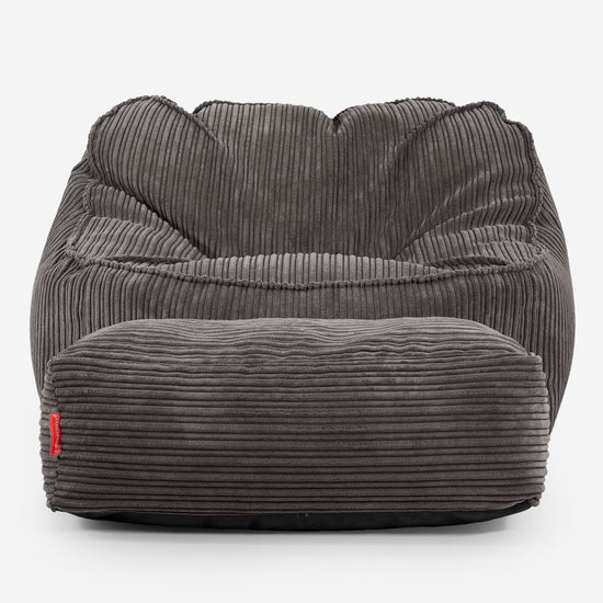 Sloucher Bean Bag Chair - Cord Graphite Grey 02