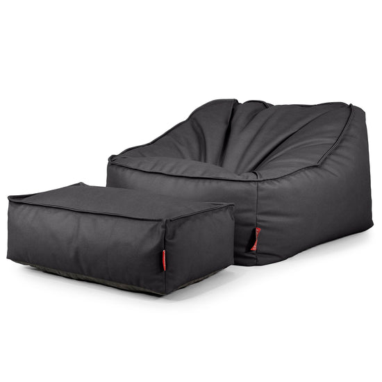 Sloucher Bean Bag Chair - Vegan Leather Black 02