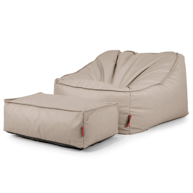 Sloucher Bean Bag Chair - Vegan Leather Ivory 02