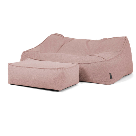 Sloucher Bean Bag Sofa - Boucle Pink 02