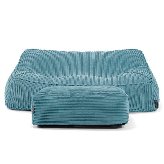 Sloucher Bean Bag Sofa - Cord Aegean Blue 01