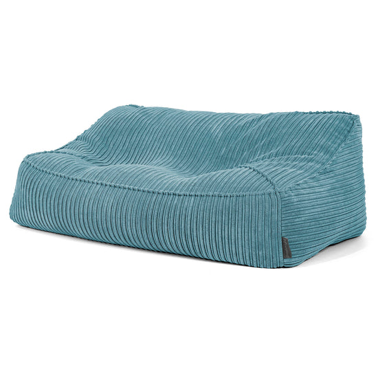 Sloucher Bean Bag Sofa - Cord Aegean Blue 02