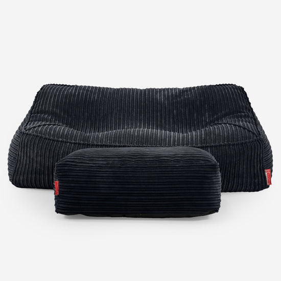 Sloucher Bean Bag Sofa - Cord Black 02