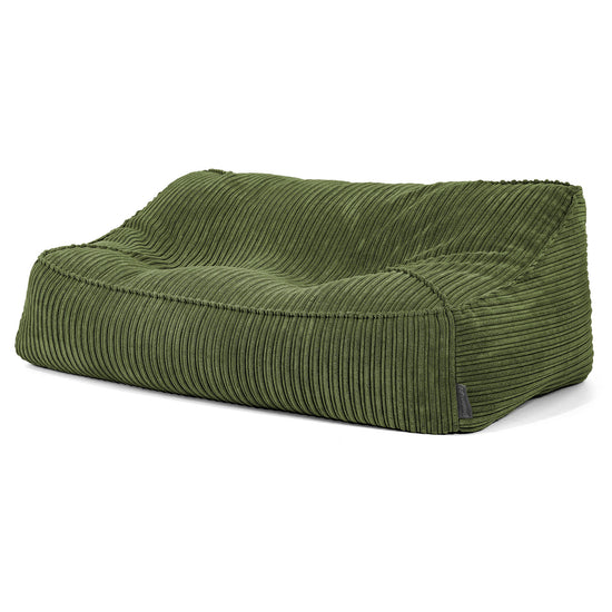 Sloucher Bean Bag Sofa - Cord Forest Green 02