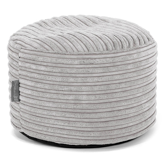 Small Round Footstool - Cord Aluminium Silver 01