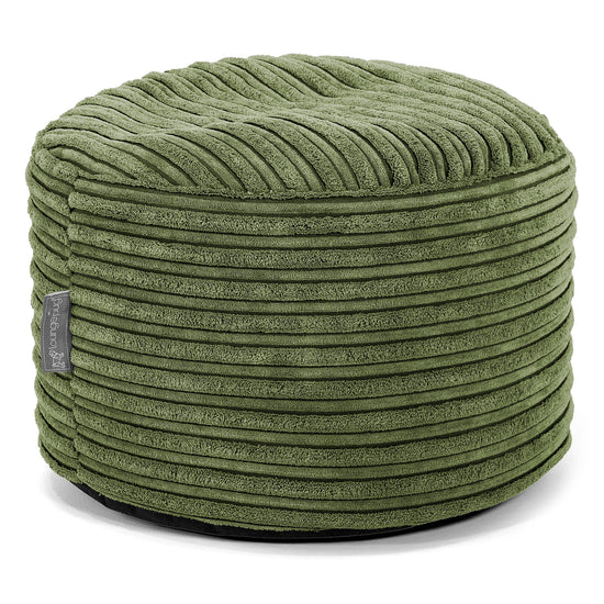 Small Round Footstool - Cord Forest Green 01