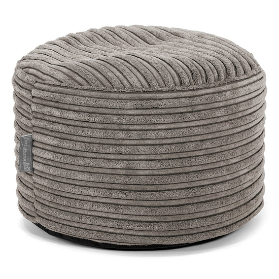 Small Round Footstool - Cord Graphite Grey 01