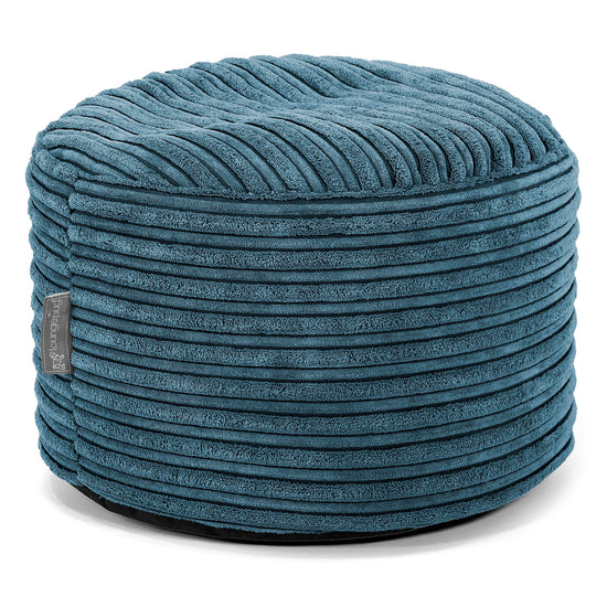 Small Round Footstool - Cord Navy Blue 01