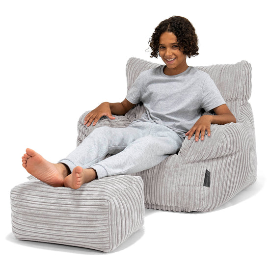 Teens Bean Bag Armchair 6-14 yr - Cord Aluminium Silver 01