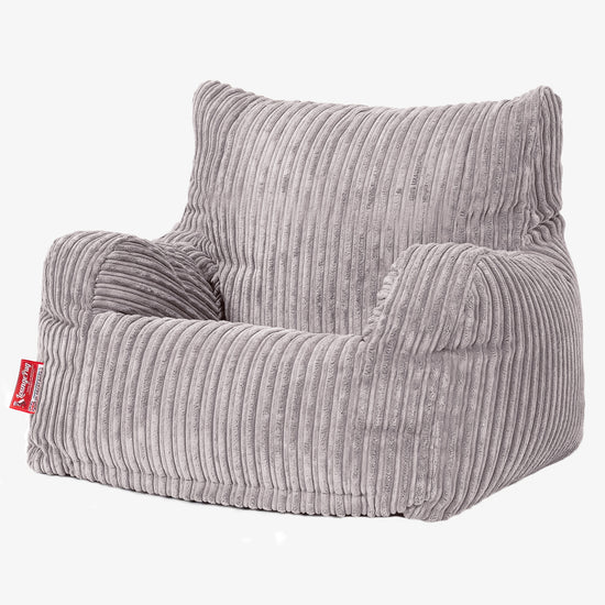 Teens Bean Bag Armchair 6-14 yr - Cord Aluminium Silver 02