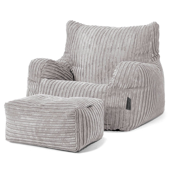 Teens Bean Bag Armchair 6-14 yr - Cord Aluminium Silver 03