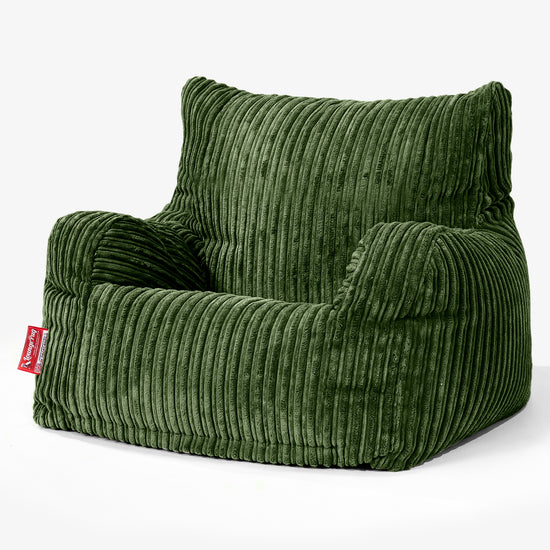 Teens Bean Bag Armchair 6-14 yr - Cord Forest Green 02