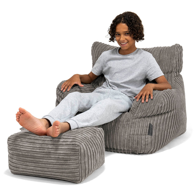 Teens Bean Bag Armchair 6-14 yr - Cord Graphite Grey 01
