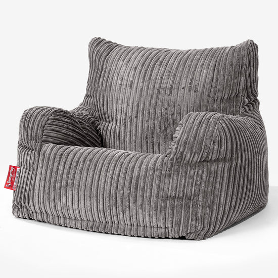 Teens Bean Bag Armchair 6-14 yr - Cord Graphite Grey 02