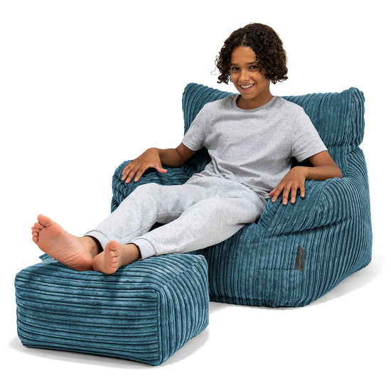 Teens Bean Bag Armchair 6-14 yr - Cord Navy Blue 01