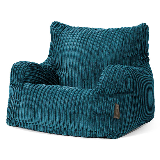 Teens Bean Bag Armchair 6-14 yr - Cord Teal Blue 02