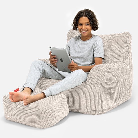 Teens Bean Bag Armchair 6-14 yr - Pom Pom Ivory 01