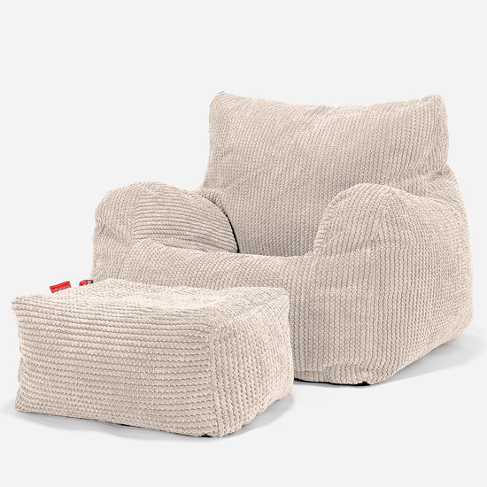 Teens Bean Bag Armchair 6-14 yr - Pom Pom Ivory 03