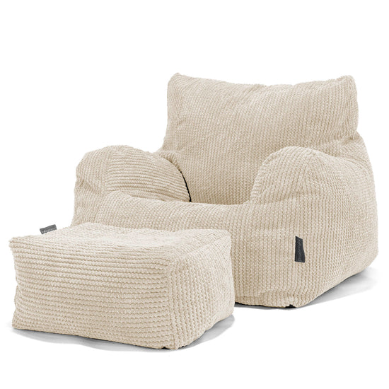 Teens Bean Bag Armchair 6-14 yr - Pom Pom Ivory 03
