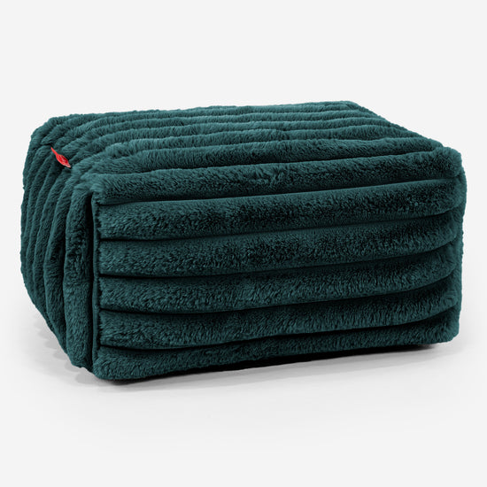 Small Footstool - Ultra Plush Cord Teal 01