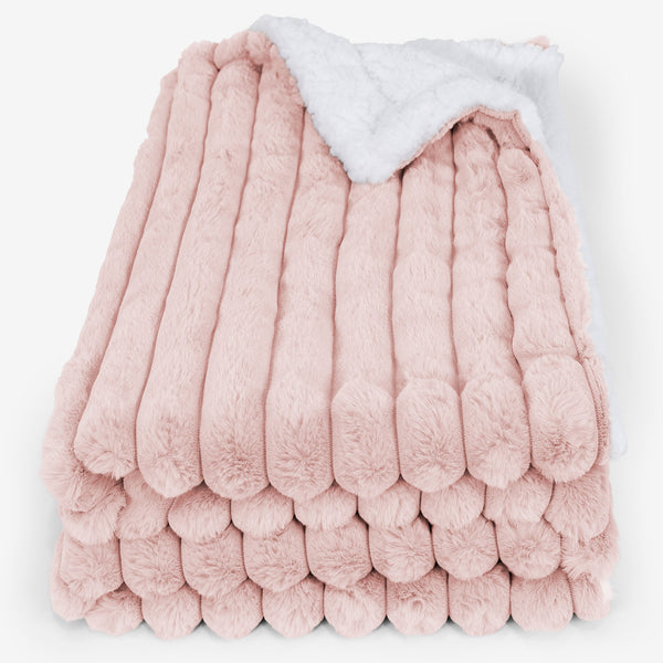 Sherpa Throw / Blanket - Ultra Plush Cord Dusty Pink 01