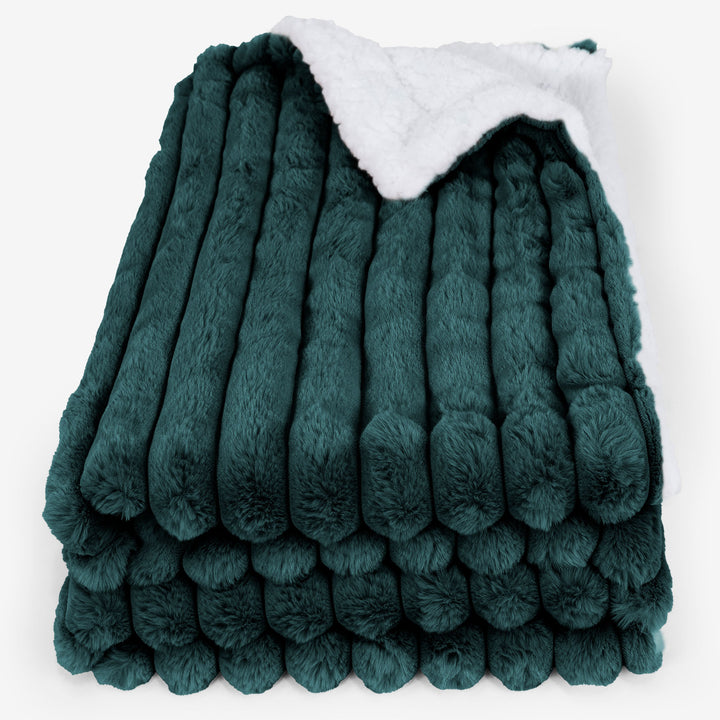 Sherpa Throw / Blanket - Ultra Plush Cord Teal 01