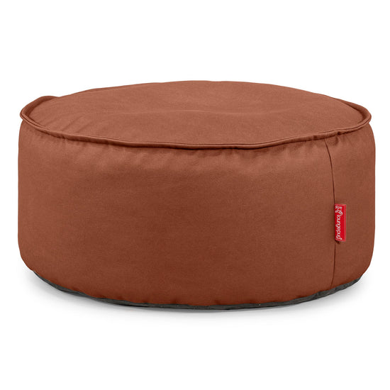 Large Round Pouffe - Vegan Leather Chestnut 01