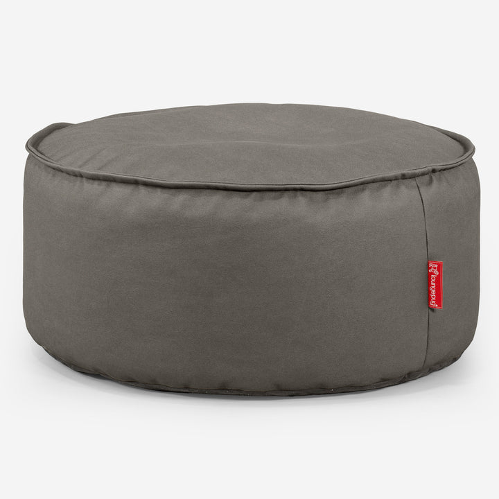 Large Round Pouffe - Vegan Leather Grey 01